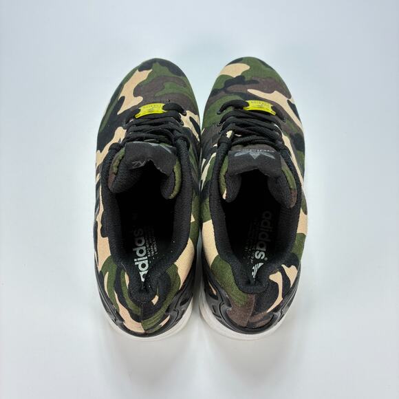Adidas Originals ZX Flux Green Beige Camo Print Running Shoes Casual Mens Size 7 - Picture 6 of 10